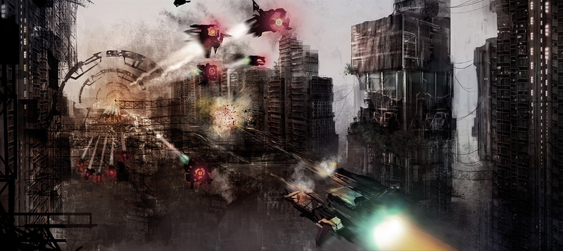 Illustration for article titled Astounding Concept Art of Cities Being Demolished